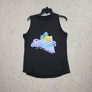 Barbie Womens Sleeveless Tank Top Black Multicolor Size Large 100% Polyester